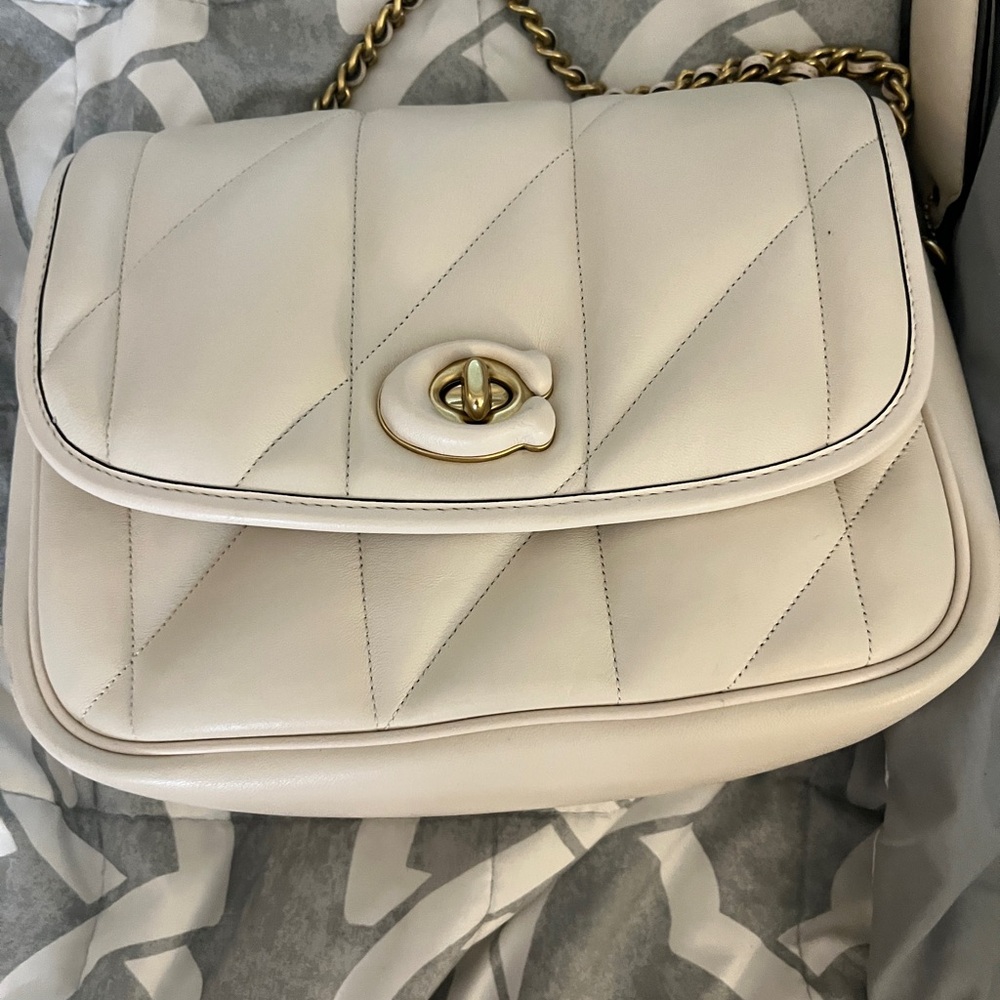 Coach Quilted Leather Crossbody Bag in Cream with Gold Hardware